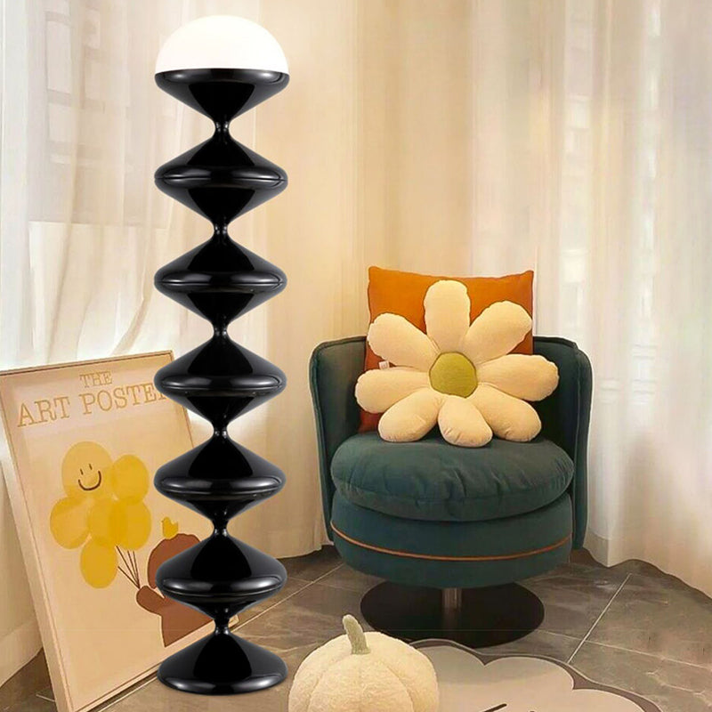 Scandinavian Cream Acrylic Iron Round Floor Lamp 1-Light for Bedroom-Lighting > Floor Lamps-casanuva-casanuva