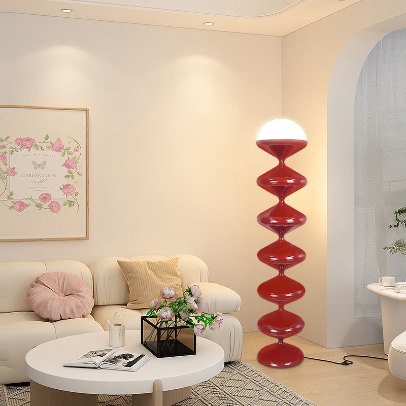 Scandinavian Cream Acrylic Iron Round Floor Lamp 1-Light for Bedroom-Lighting > Floor Lamps-casanuva-Red-100V-120V-casanuva