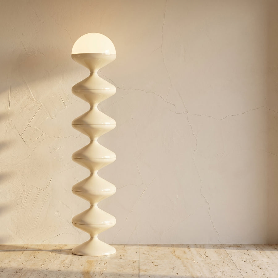 Scandinavian Cream Acrylic Iron Round Floor Lamp 1-Light for Bedroom-Lighting > Floor Lamps-casanuva-casanuva