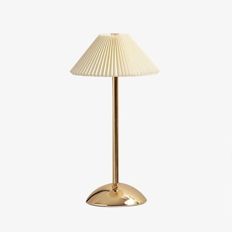 Scandinavian Rechargeable Conic Pleated Table Lamp 1-Light for Bedside-Lighting > Table Lamps-casanuva-casanuva