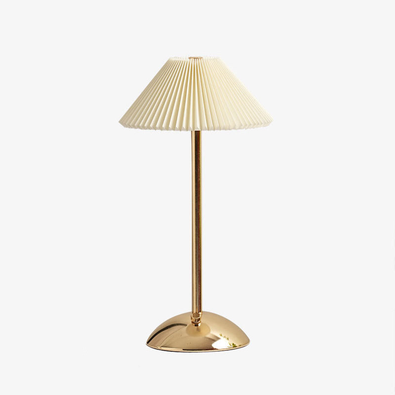 Scandinavian Rechargeable Conic Pleated Table Lamp 1-Light for Bedside-Lighting > Table Lamps-casanuva-casanuva
