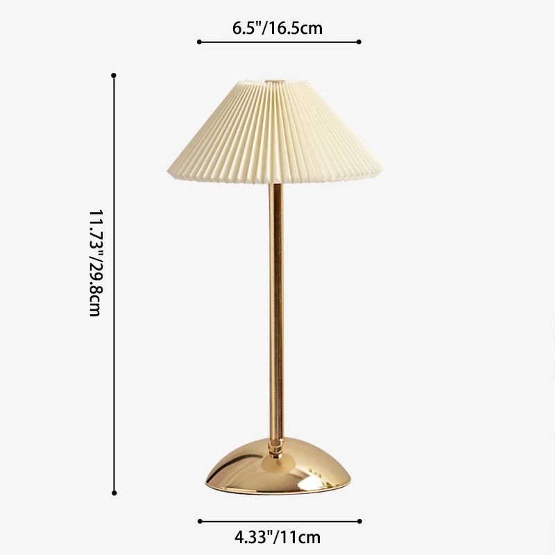 Scandinavian Rechargeable Conic Pleated Table Lamp 1-Light for Bedside-Lighting > Table Lamps-casanuva-casanuva