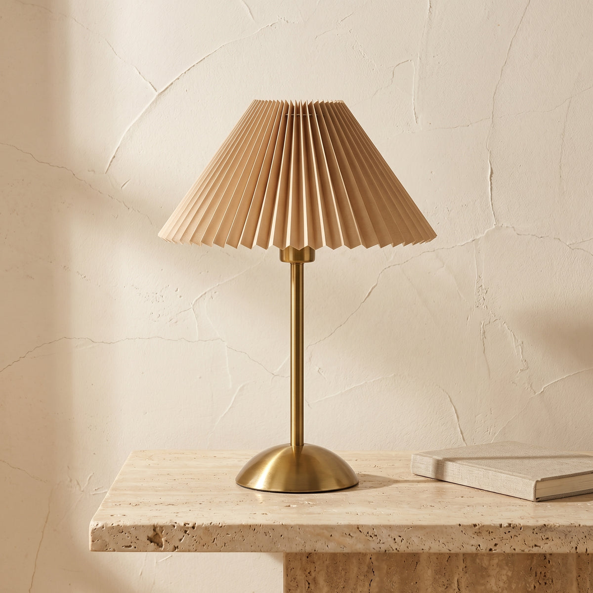 Scandinavian Rechargeable Conic Pleated Table Lamp 1-Light for Bedside-Lighting > Table Lamps-casanuva-casanuva