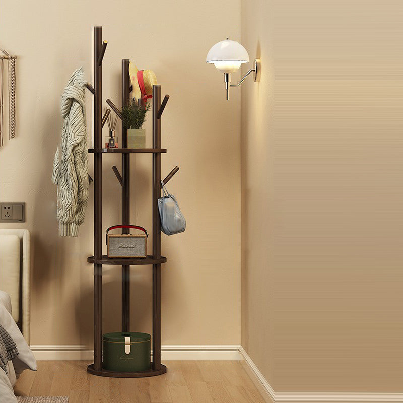 Scandinavian Round Tree-Shaped Solid Pine Wood Swivel Hall Tree for Bedroom and Entryways-Home Decor > Coat Racks-casanuva-casanuva