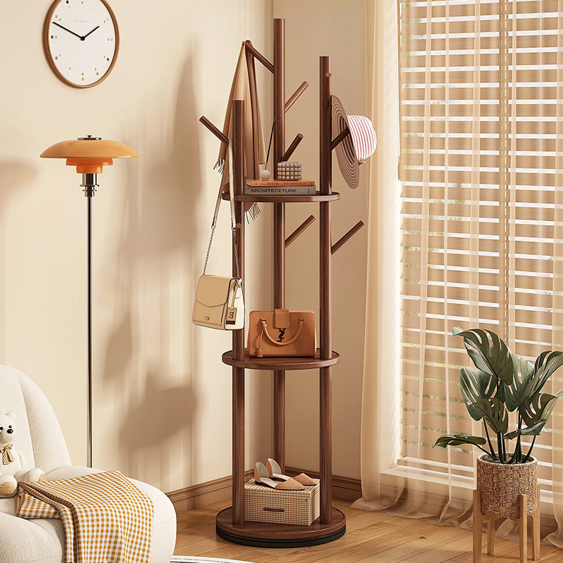 Scandinavian Round Tree-Shaped Solid Pine Wood Swivel Hall Tree for Bedroom and Entryways-Home Decor > Coat Racks-casanuva-casanuva