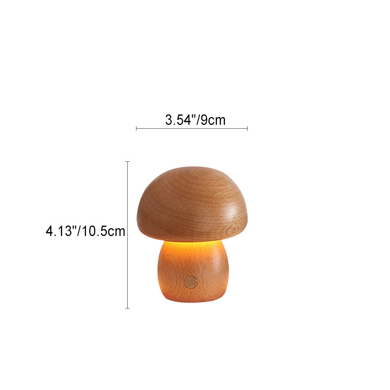 Scandinavian Solid Wood Mushroom LED Table Lamp Rechargeable Night Light-Lighting > Ambient Lighting-casanuva-casanuva