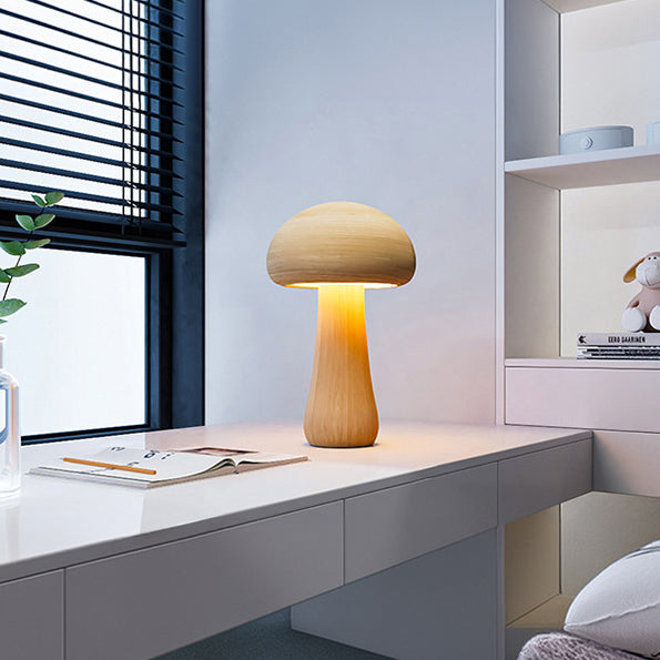 Scandinavian Solid Wood Mushroom LED Table Lamp Rechargeable Night Light-Lighting > Ambient Lighting-casanuva-A - Large-Warm Light(3000K)-Wood Color - 5V-casanuva