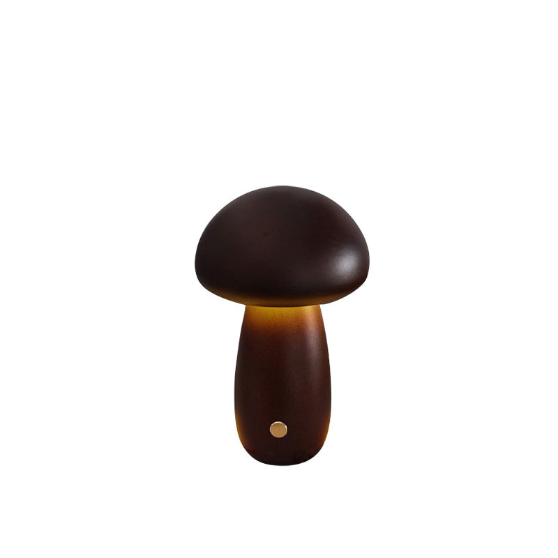 Scandinavian Solid Wood Mushroom LED Table Lamp Rechargeable Night Light-Lighting > Ambient Lighting-casanuva-B - Large-Warm Light(3000K)-Walnut Color - 5V-casanuva