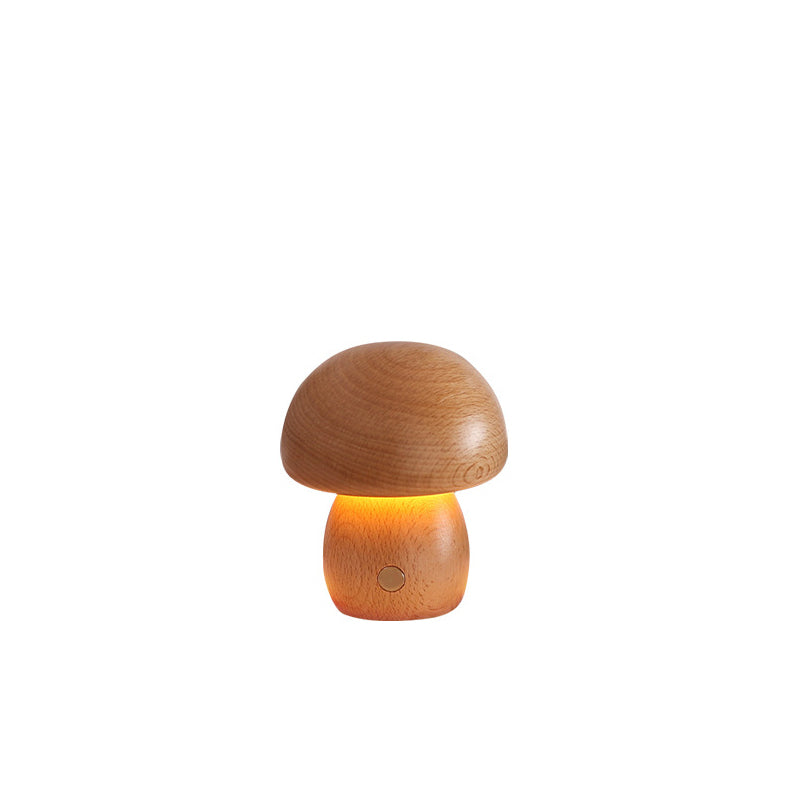 Scandinavian Solid Wood Mushroom LED Table Lamp Rechargeable Night Light-Lighting > Ambient Lighting-casanuva-D - Small-Warm Light(3000K)-Wood Color - 5V-casanuva