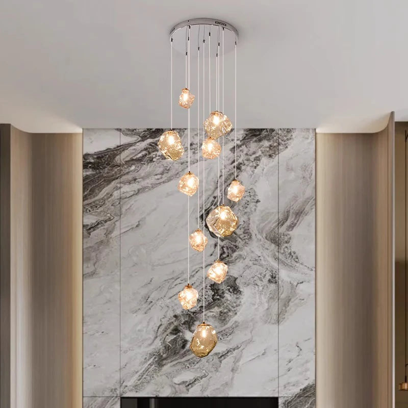 Scandinavian Villa Stair Chandelier Light Fixture-Lighting > Chandeliers & Pendant Lights-casanuva-50x200cm-Transparent-Warm white 3000K (standar-casanuva