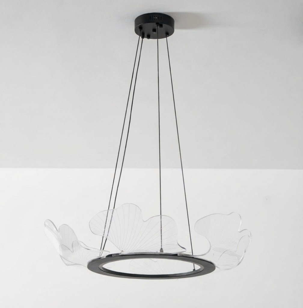 Sea Glass Chandelier-Lighting > Chandeliers & Pendant Lights-casanuva-68cmx20cm-Black & Clear-Warm Light-casanuva