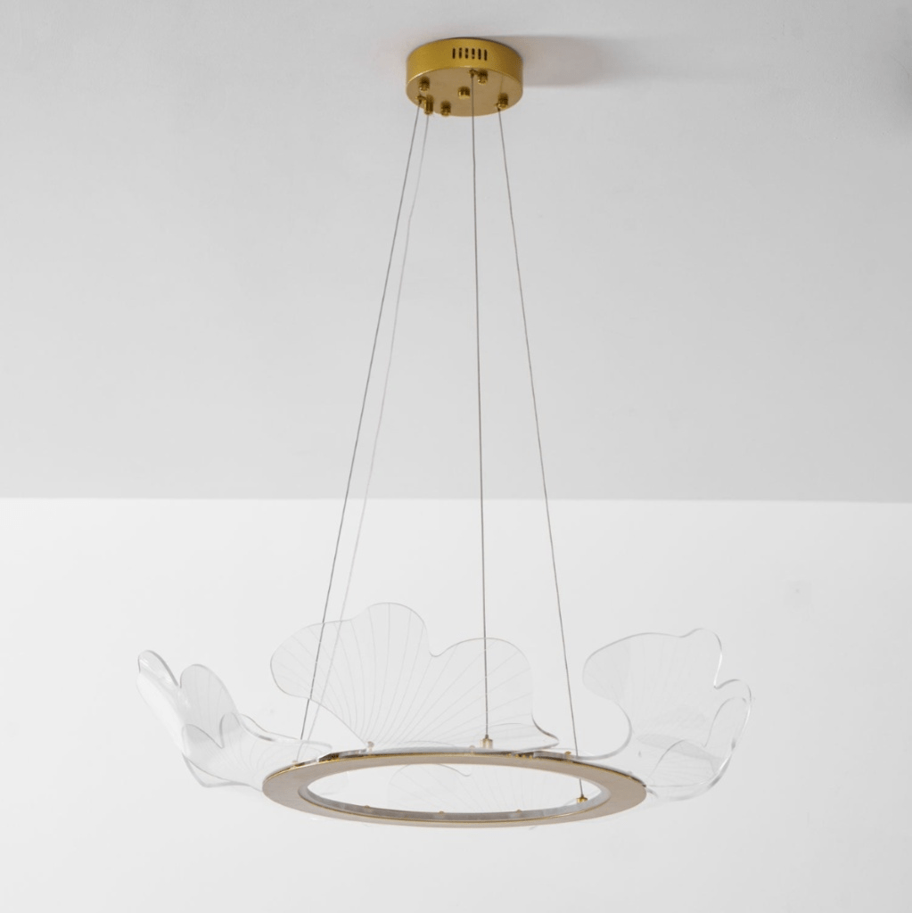Sea Glass Chandelier-Lighting > Chandeliers & Pendant Lights-casanuva-68cmx20cm-Gold & Clear-Warm Light-casanuva