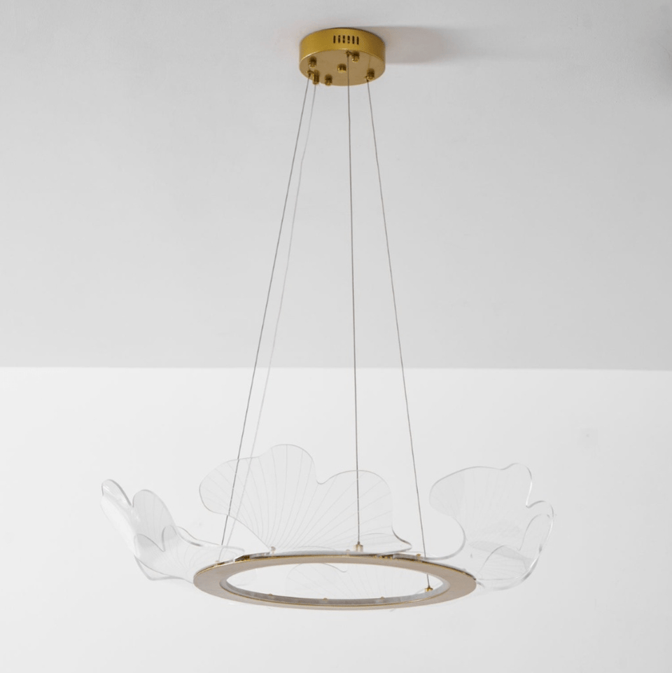 Sea Glass Chandelier-Lighting > Chandeliers & Pendant Lights-casanuva-68cmx20cm-Gold & Clear-Warm Light-casanuva