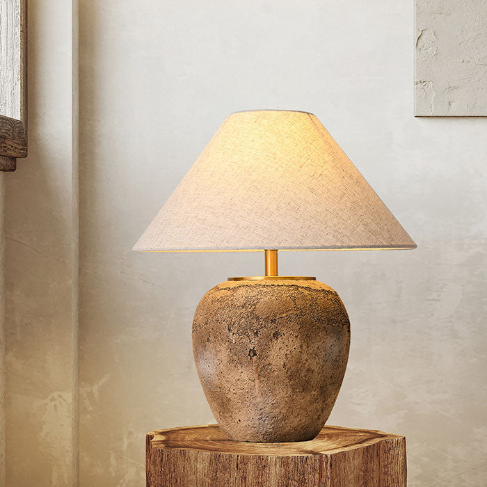 Shabby Chic Cone Fabric Ceramic Table Lamp 1-Light for Bedroom-Lighting > Table Lamps-casanuva-casanuva