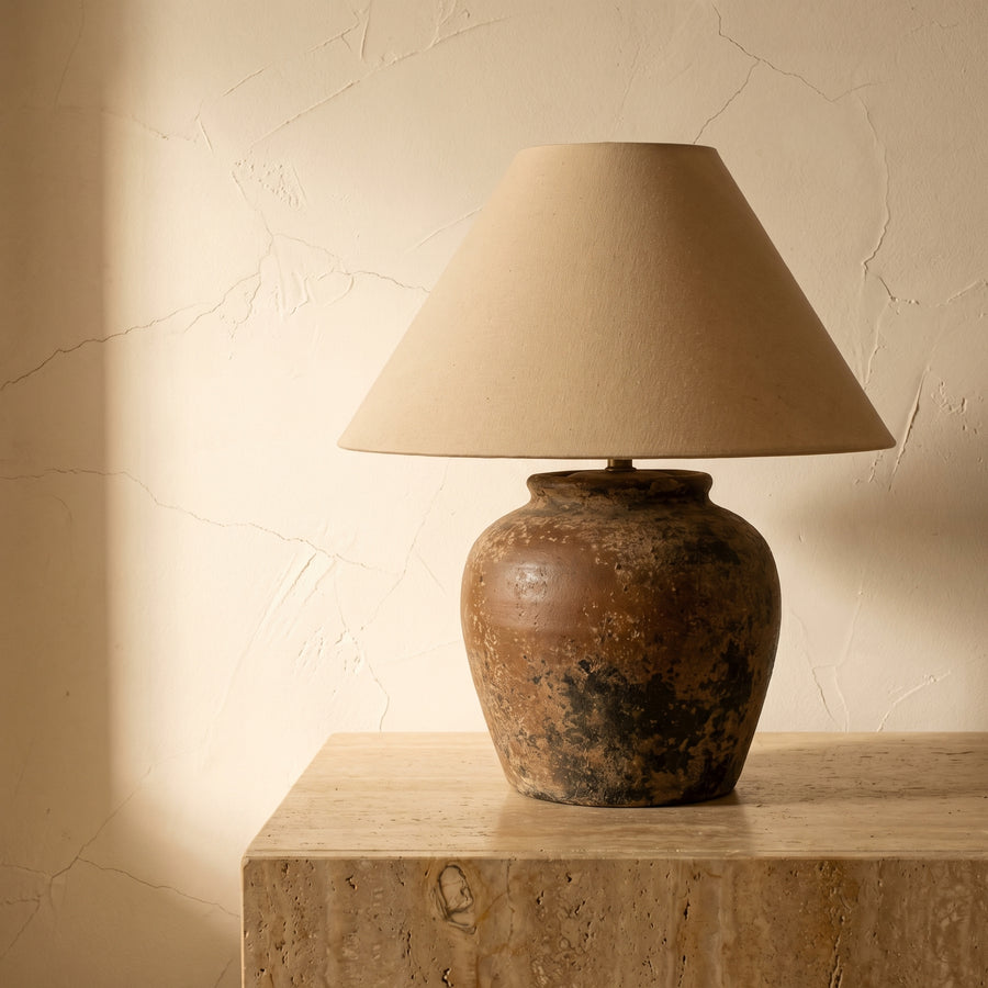 Shabby Chic Cone Fabric Ceramic Table Lamp 1-Light for Bedroom-Lighting > Table Lamps-casanuva-casanuva