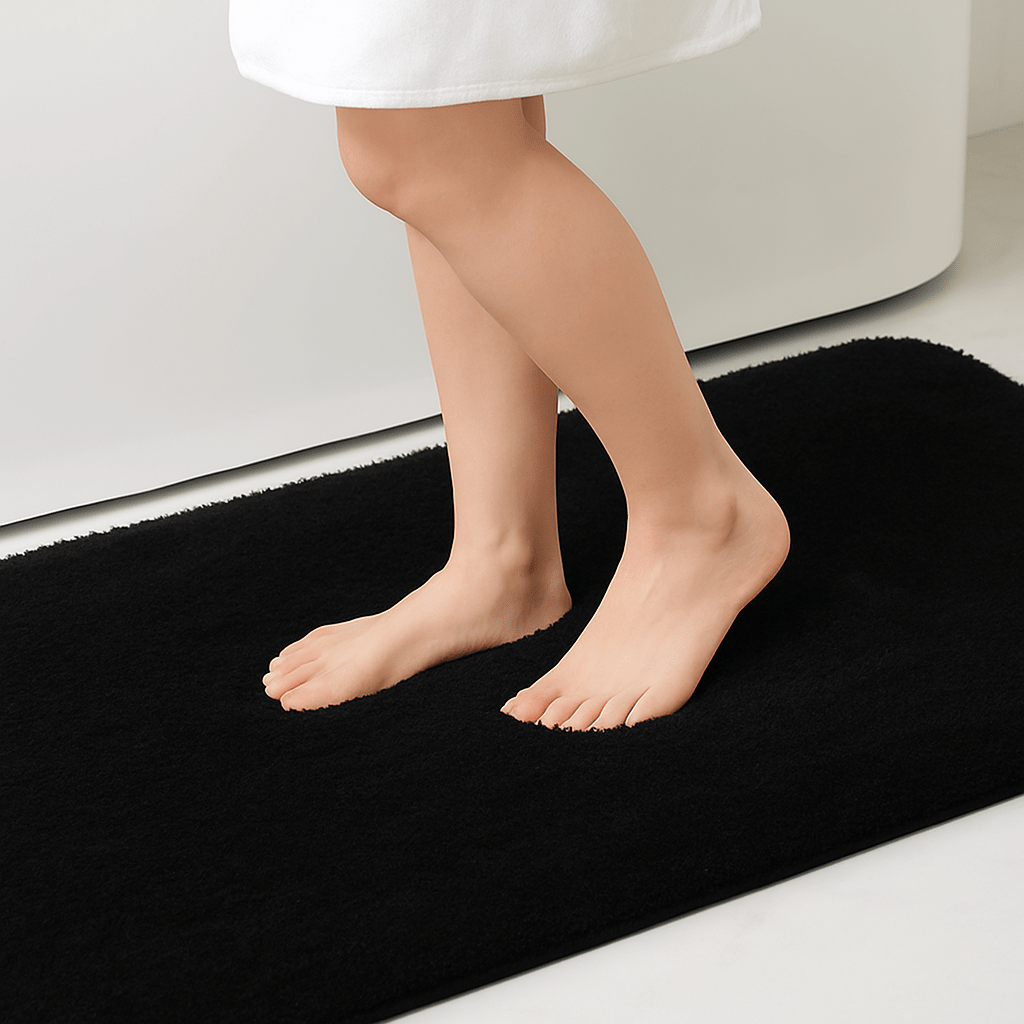 Shaggy Non-Slip Bath Mat Quick Dry-Bedding & Bath > Bath Mats-casanuva-Black-41cm x 61cm-casanuva