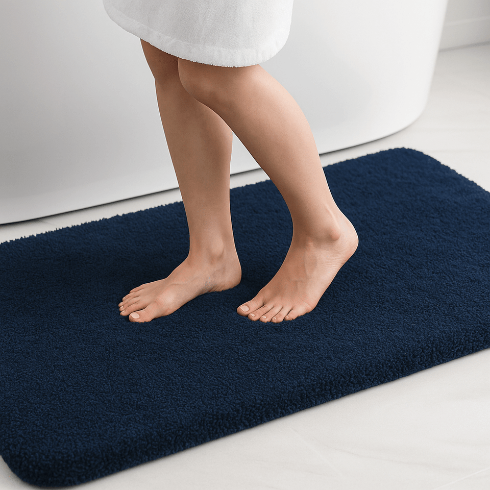 Shaggy Non-Slip Bath Mat Quick Dry-Bedding & Bath > Bath Mats-casanuva-Dark Blue-41cm x 61cm-casanuva