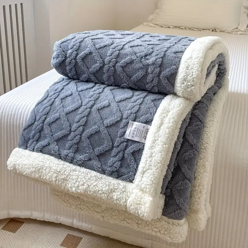 Sherpa Fleece Blanket Plush Soft Warm Cozy-Bedding & Bath > Blankets-casanuva-Blue Berry-39"x59"-casanuva