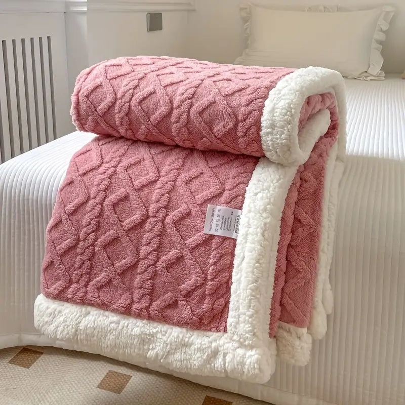 Sherpa Fleece Blanket Plush Soft Warm Cozy-Bedding & Bath > Blankets-casanuva-Blush Pink-39"x59"-casanuva