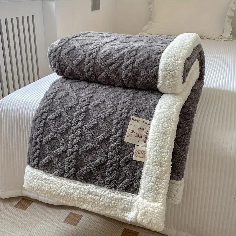 Sherpa Fleece Blanket Plush Soft Warm Cozy-Bedding & Bath > Blankets-casanuva-Charcoal-39"x59"-casanuva