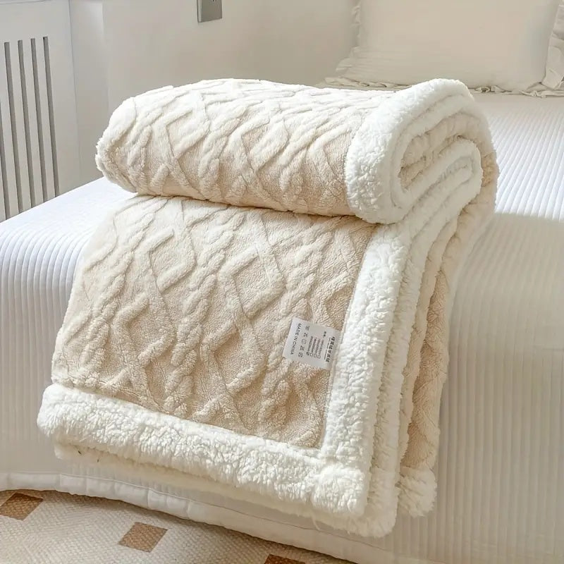 Sherpa Fleece Blanket Plush Soft Warm Cozy-Bedding & Bath > Blankets-casanuva-Creamy White-39"x59"-casanuva