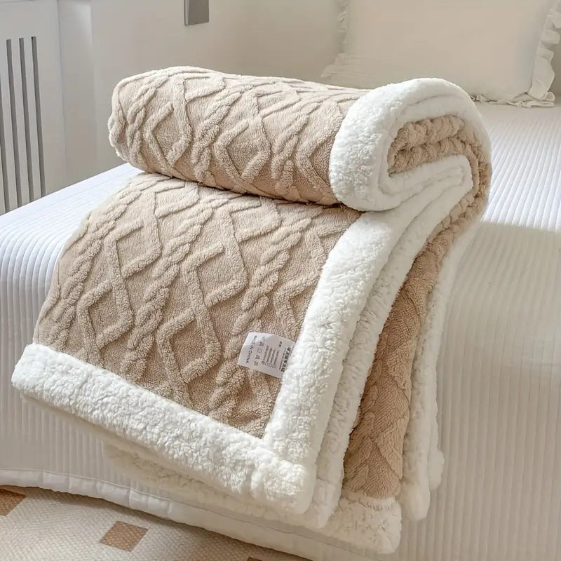 Sherpa Fleece Blanket Plush Soft Warm Cozy-Bedding & Bath > Blankets-casanuva-Latte-39"x59"-casanuva