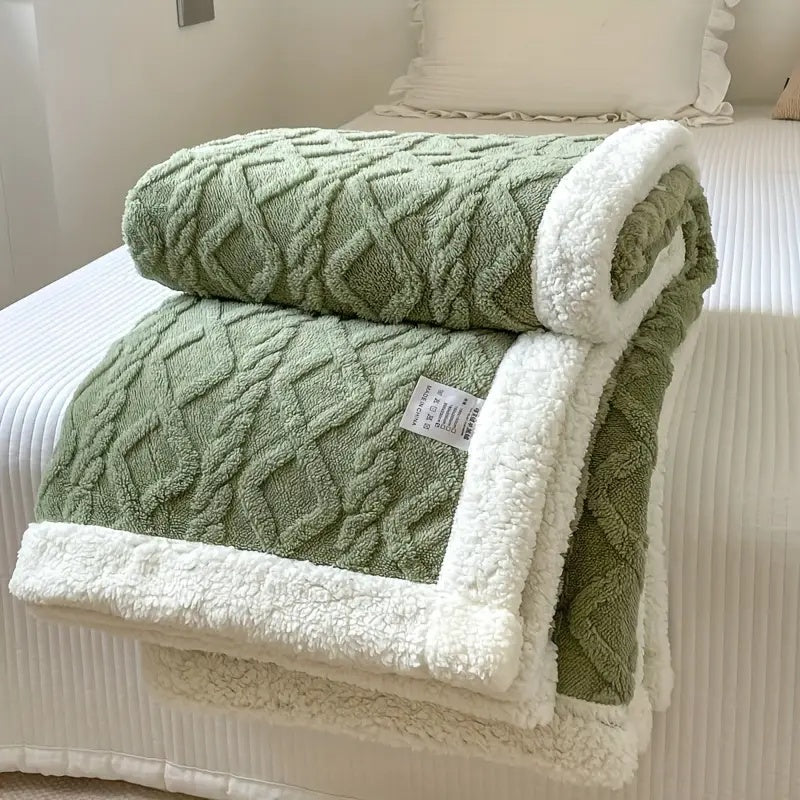 Sherpa Fleece Blanket Plush Soft Warm Cozy-Bedding & Bath > Blankets-casanuva-Matcha-39"x59"-casanuva
