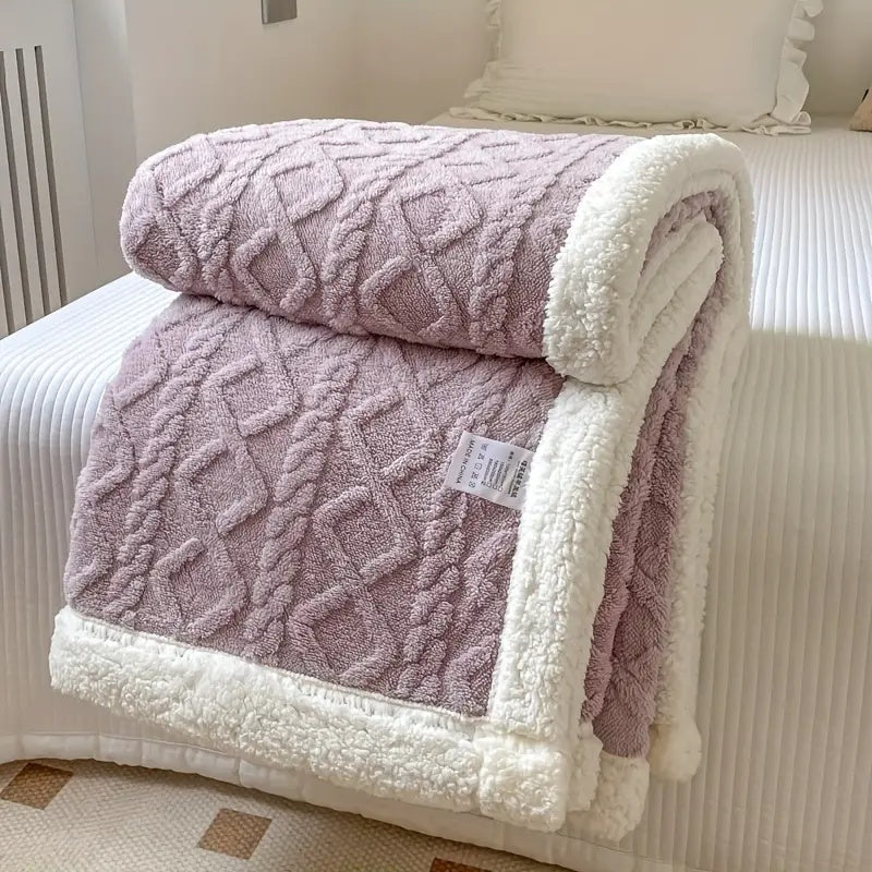 Sherpa Fleece Blanket Plush Soft Warm Cozy-Bedding & Bath > Blankets-casanuva-Passion Purple-39"x59"-casanuva