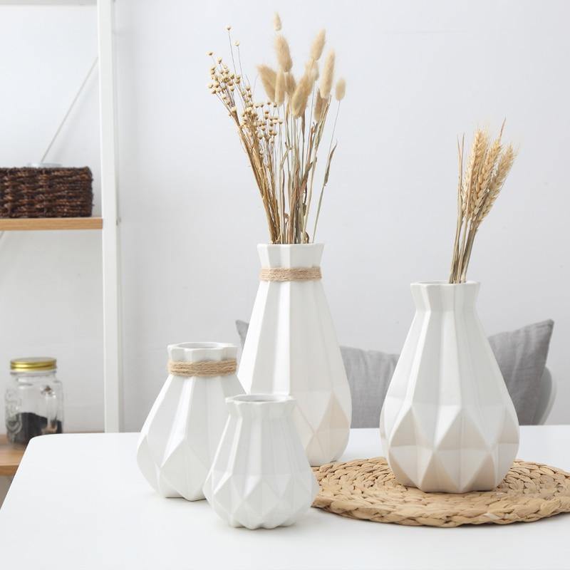 Short Matte Diamond Porcelain Ceramic Vase-Home Decor > Vases-casanuva-casanuva