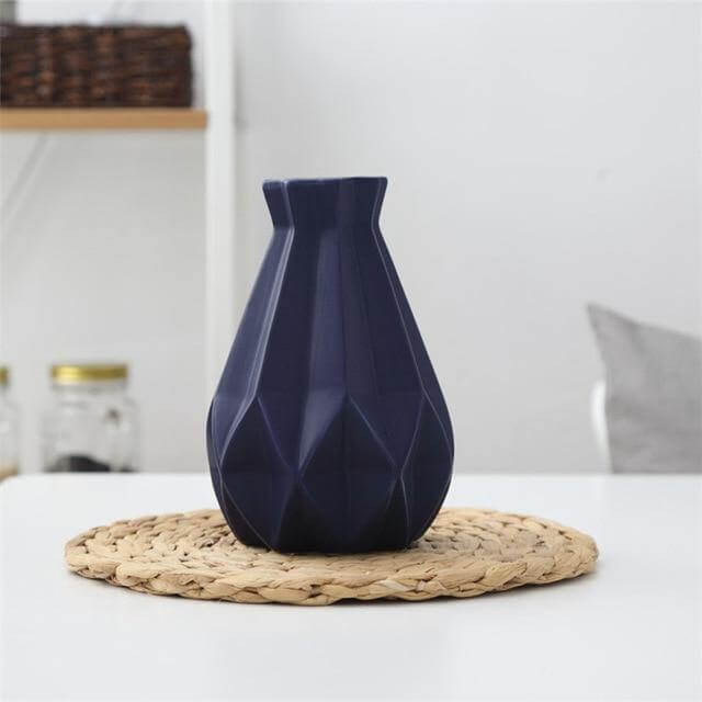 Short Matte Diamond Porcelain Ceramic Vase-Home Decor > Vases-casanuva-Medium Blue-casanuva