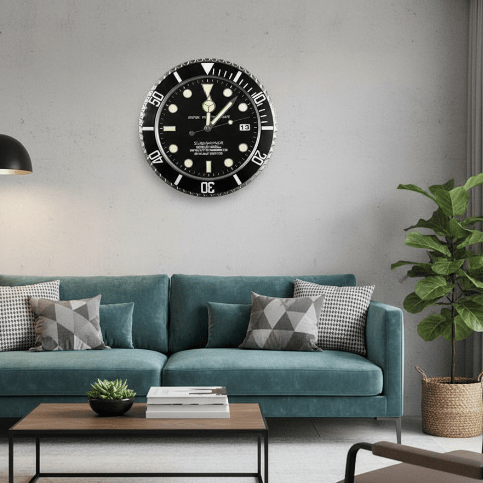 Silent Wall Clock Stainless Steel Frame Luminous Hands 33 cm-Home Decor > Clocks-casanuva-Style#1-casanuva