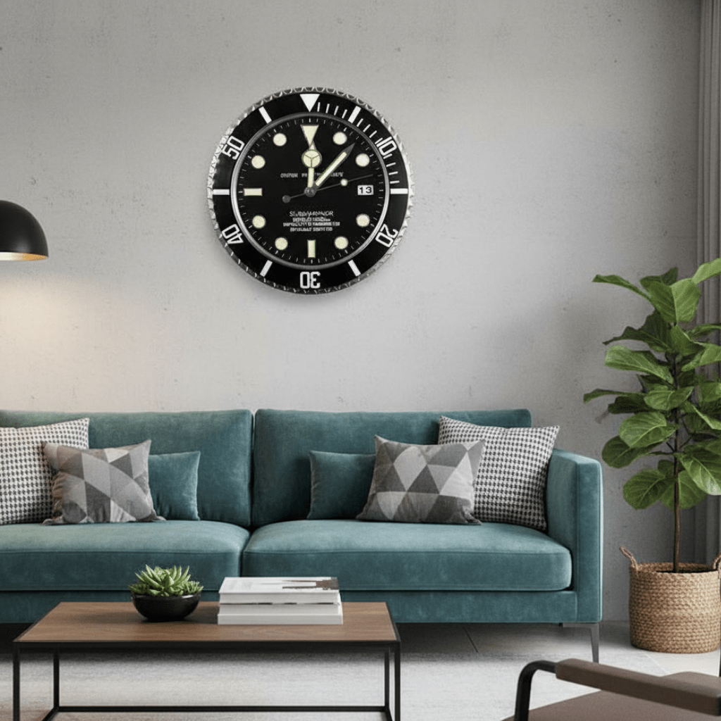 Silent Wall Clock Stainless Steel Frame Luminous Hands 33 cm-Home Decor > Clocks-casanuva-Style#1-casanuva