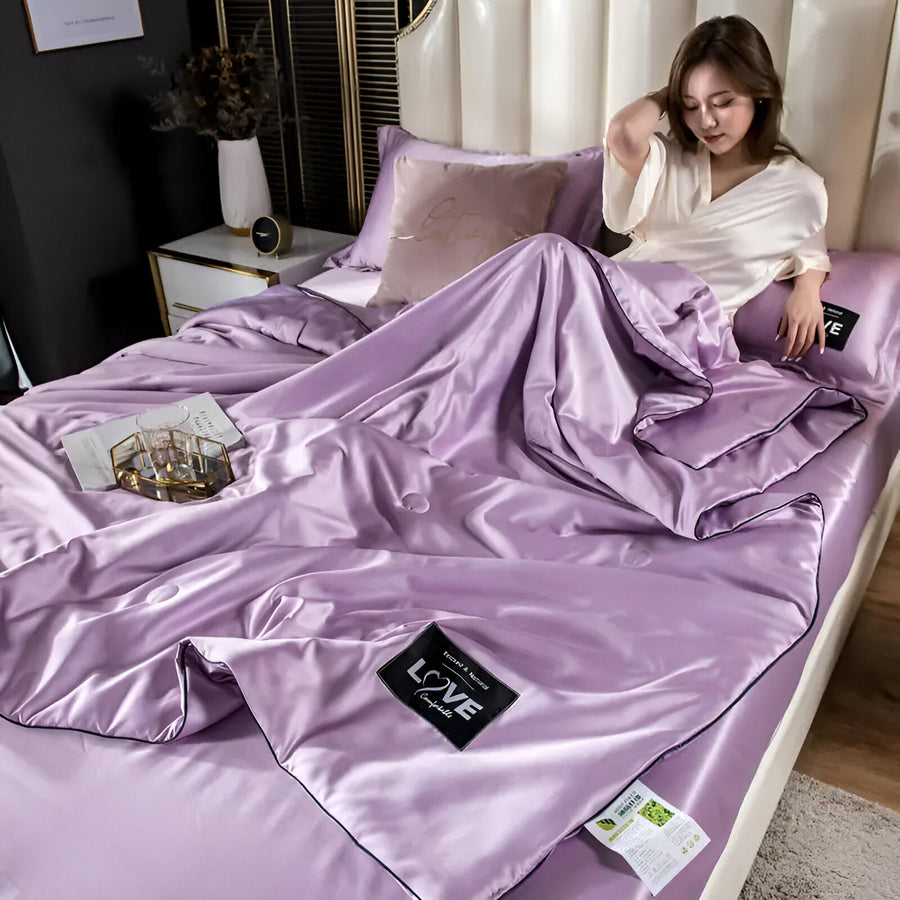 Silk Duvet for Year-Round Comfort and Softness-Bedding & Bath > Blankets-casanuva-Light Violet-150X200Cm-casanuva