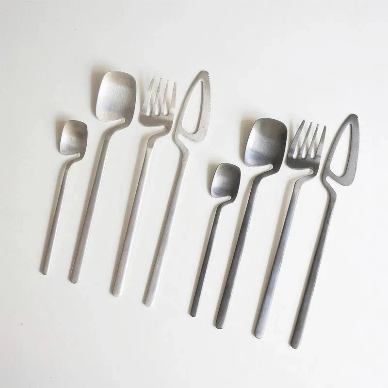 Skeleton Cutlery Set Luxe Stainless Steel Contemporary Design-Kitchen & Dining > Cutlery-casanuva-16 Pieces Set-Silver-casanuva