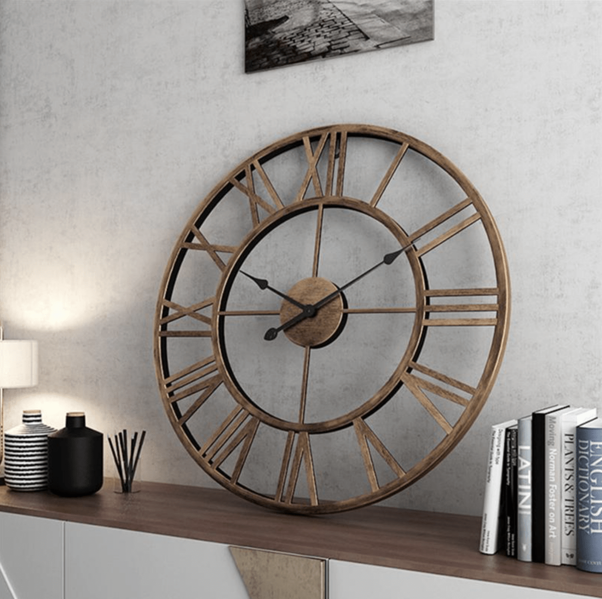 Skeleton Wall Clock Wrought Iron Silent Movement-Home Decor > Clocks-casanuva-Bronze - 40 x 40 cm-casanuva