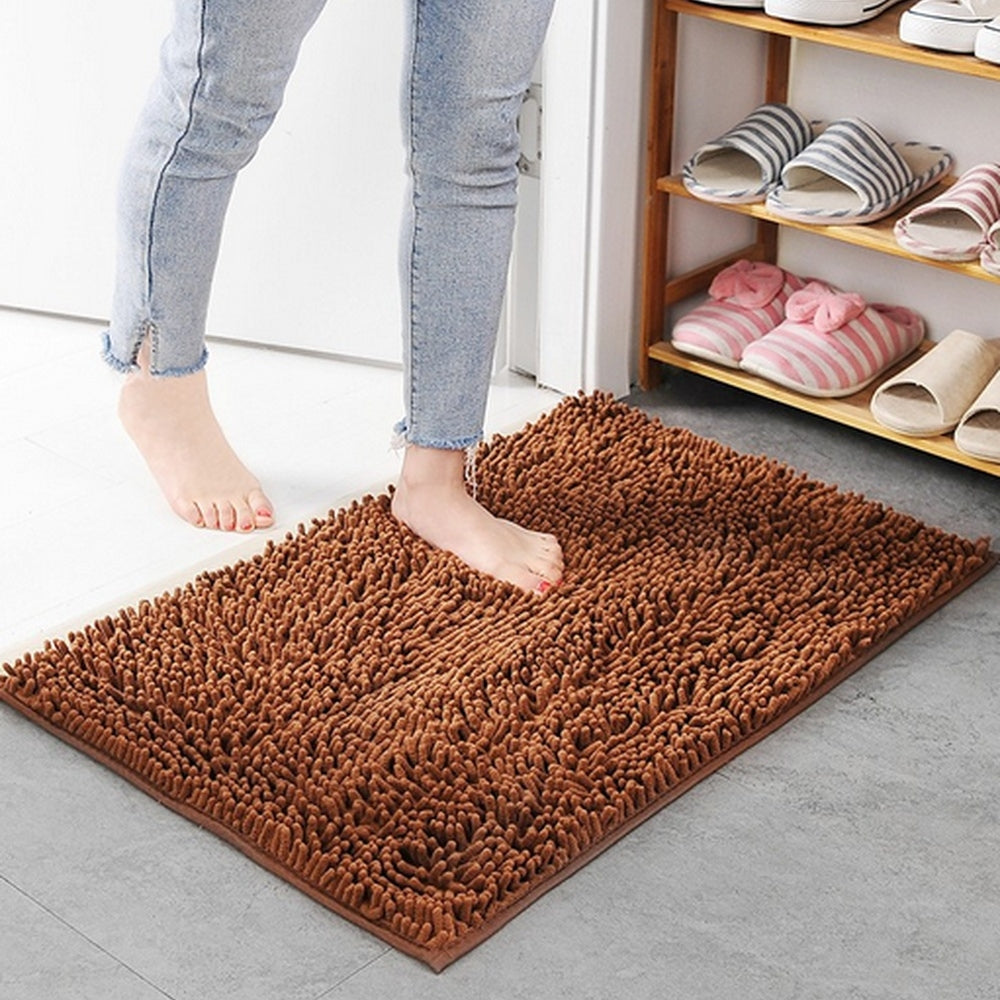 Soft Chenille Bath Mat-Bedding & Bath > Bath Mats-casanuva-Brown-16"x24"-casanuva