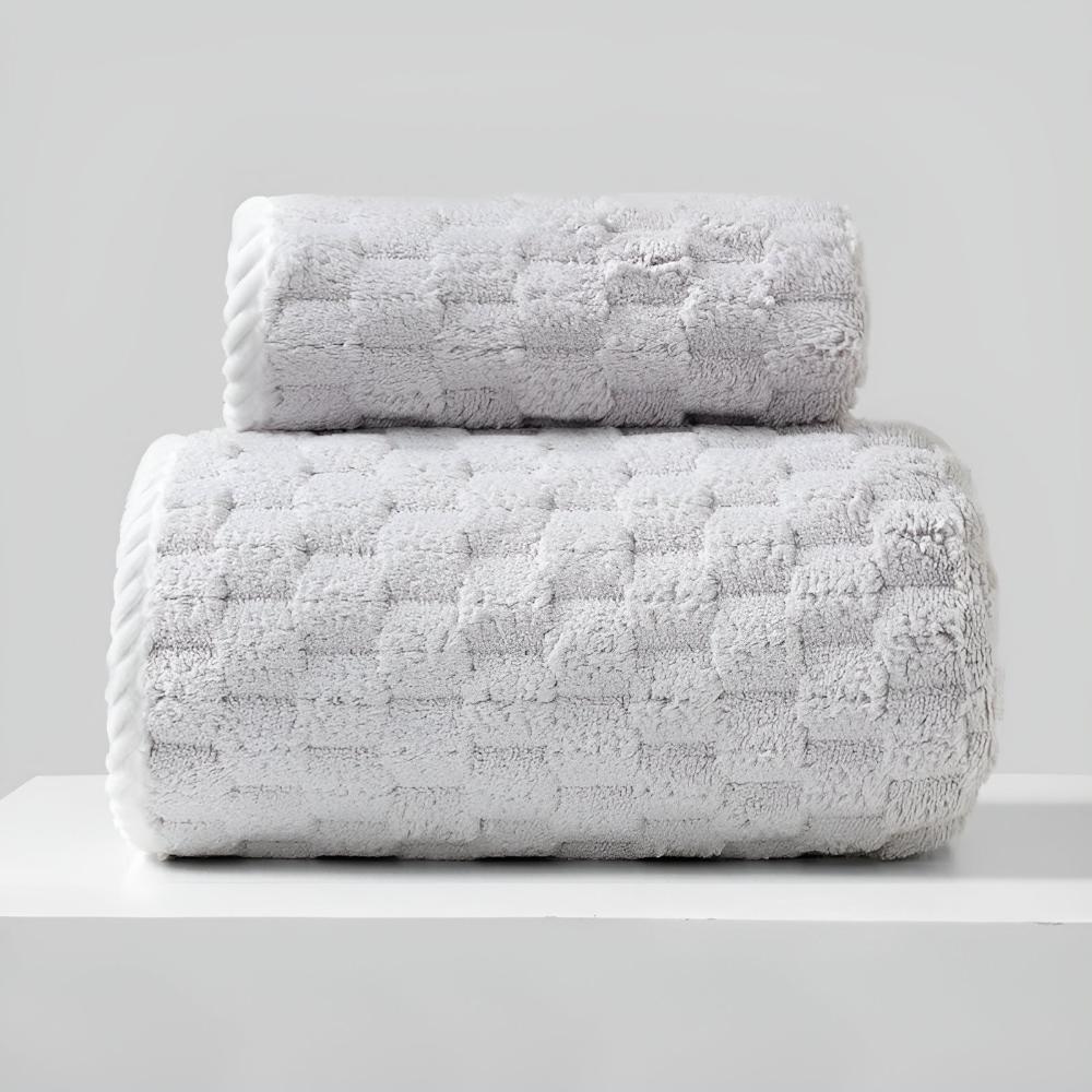 Soft Fleece Bath Towels-Bedding & Bath > Bath Towels-casanuva-Gray-14"x29"+ 33"x59"-casanuva