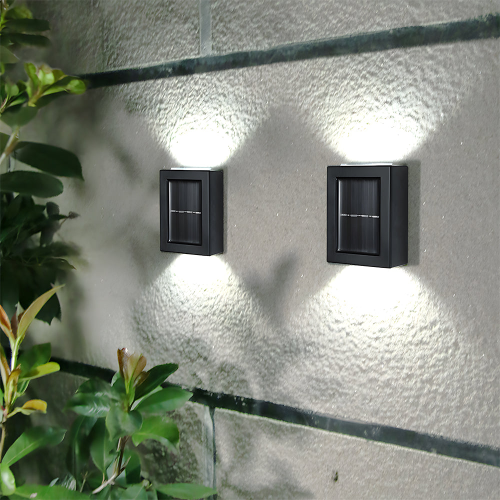 Solar Black Up Down Outdoor Wall Light IP55-Lighting > Outdoor Lighting-casanuva-Black-L11cm*W8.3cm-White Light-casanuva