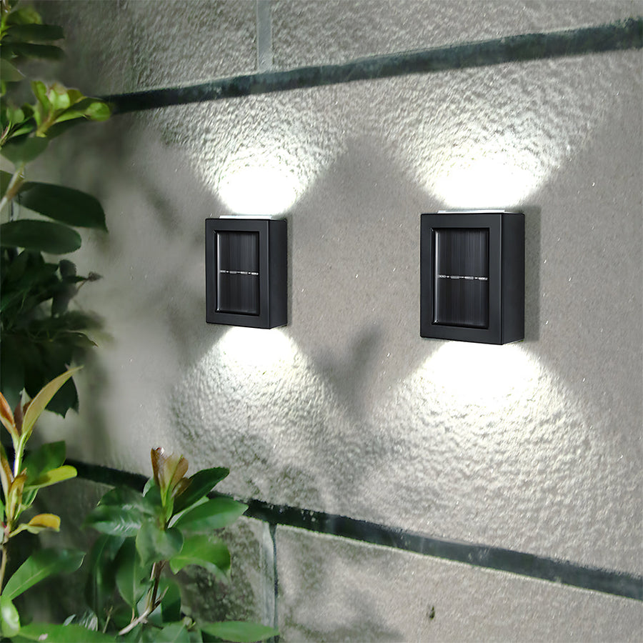 Solar Black Up Down Outdoor Wall Light IP55-Lighting > Outdoor Lighting-casanuva-Black-L11cm*W8.3cm-White Light-casanuva