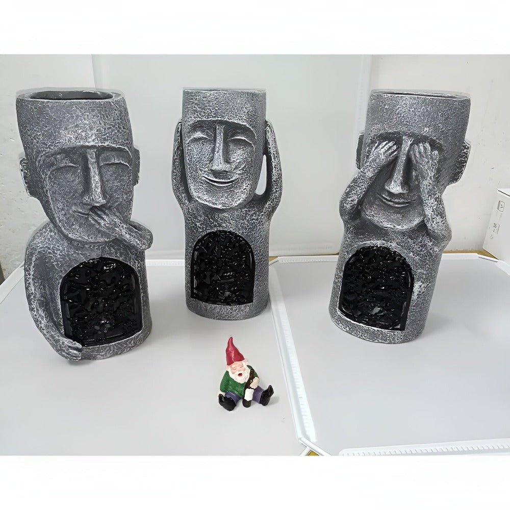 Solar Garden Sculpture Stone Effect Human Figures Set-Home Decor > Sculptures & Figurines-casanuva-casanuva