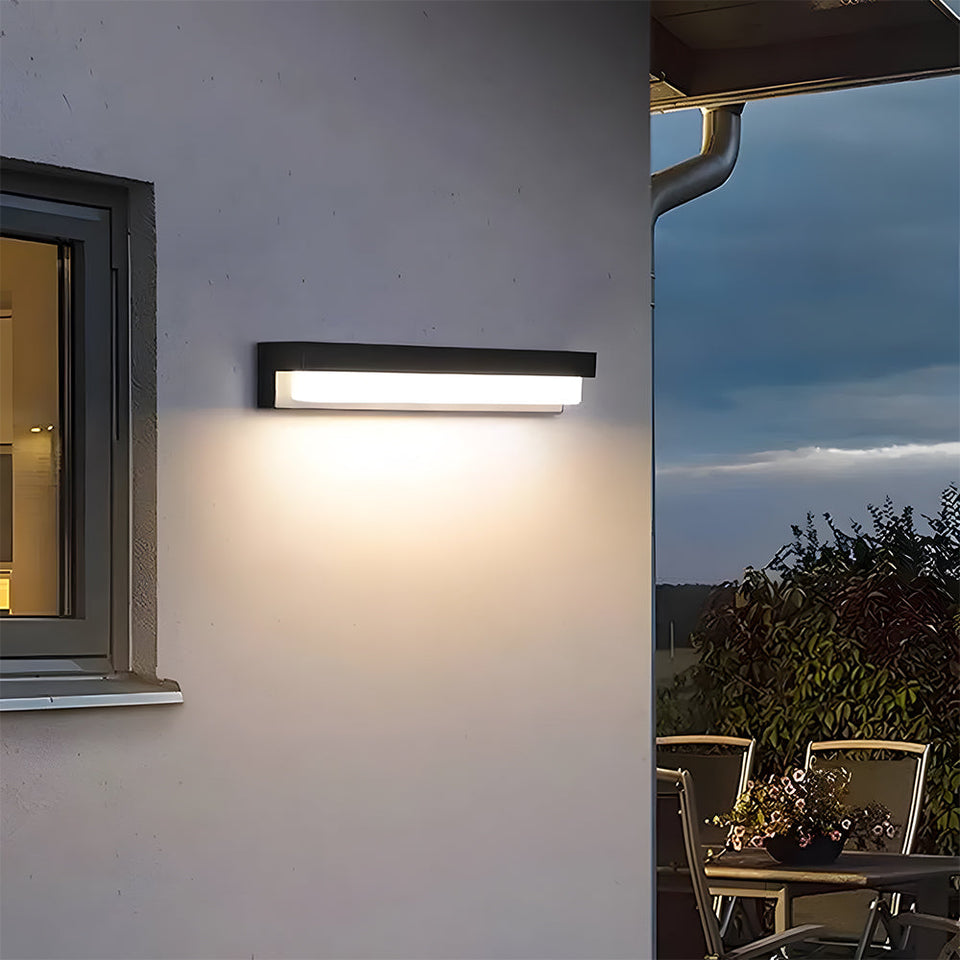 Solar LED Outdoor Wall Light Black Finish-Lighting > Outdoor Lighting-casanuva-Black-L32cm*W7.5cm-3 Colour Changing-casanuva