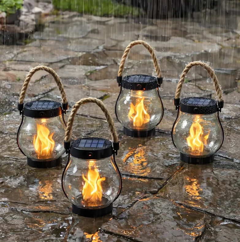 Solar Lantern with Flame Effect-Lighting > Outdoor Lighting-casanuva-casanuva