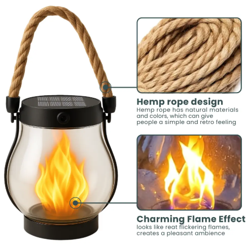 Solar Lantern with Flame Effect-Lighting > Outdoor Lighting-casanuva-casanuva