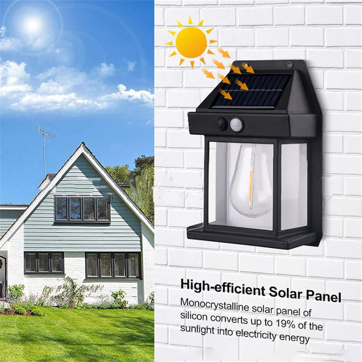 Solar Outdoor Wall Light with PIR Sensor for Front Porch Security-Lighting > Outdoor Lighting-casanuva-casanuva