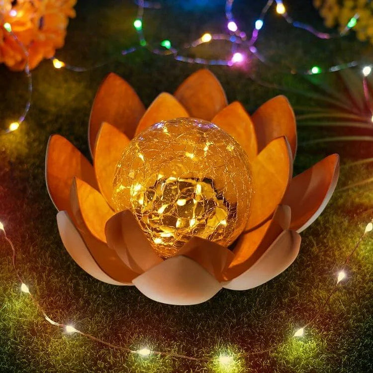 Solar-Powered Lotus Light Outdoor Decorative Lantern-Lighting > Outdoor Lighting-casanuva-Yellow-Red-casanuva