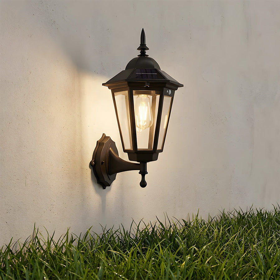 Solar Wall Light IP44 Outdoor Sensor Lamp for Patio and Garden-Lighting > Outdoor Lighting-casanuva-Black-A-H27.5CM-casanuva