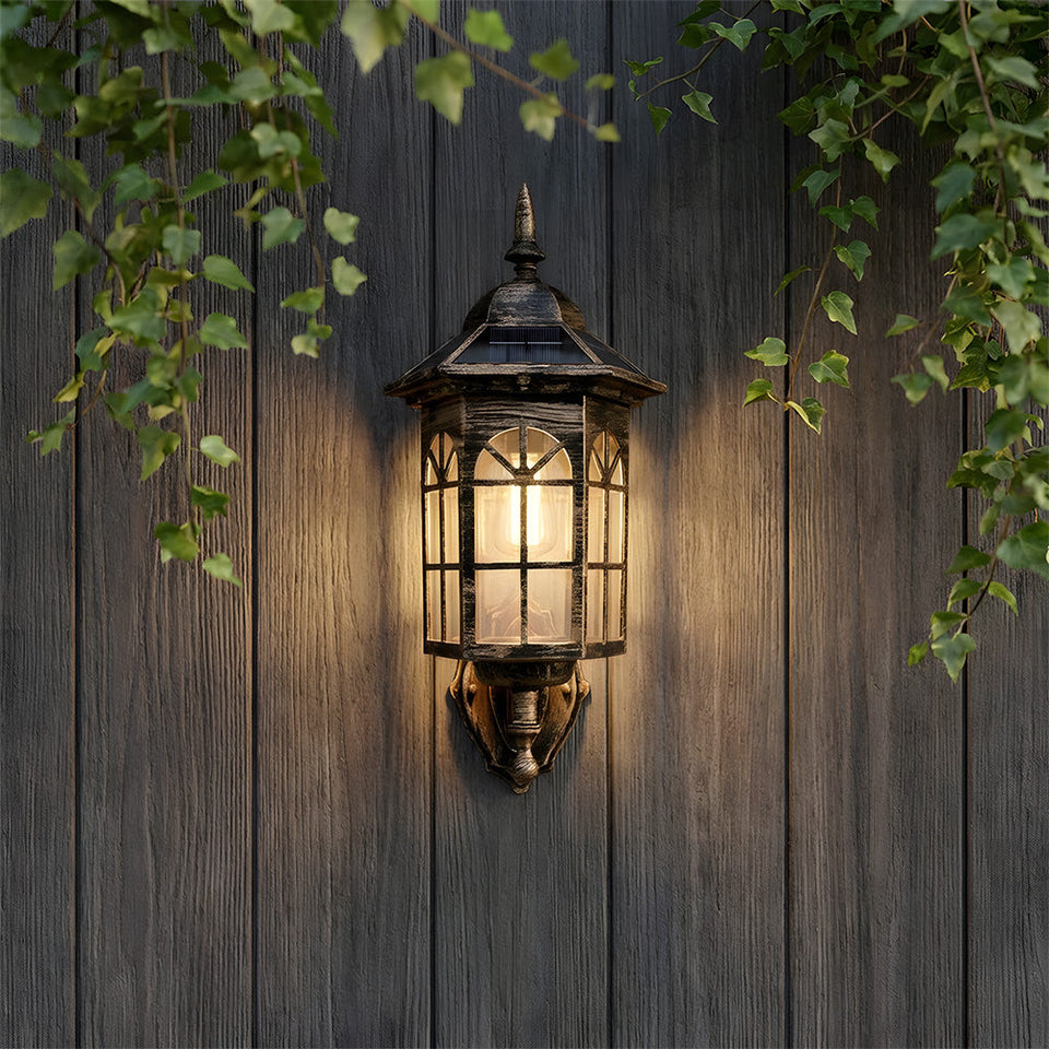 Solar Wall Light IP44 Outdoor Sensor Lamp for Patio and Garden-Lighting > Outdoor Lighting-casanuva-Black-B-H27.5CM-casanuva