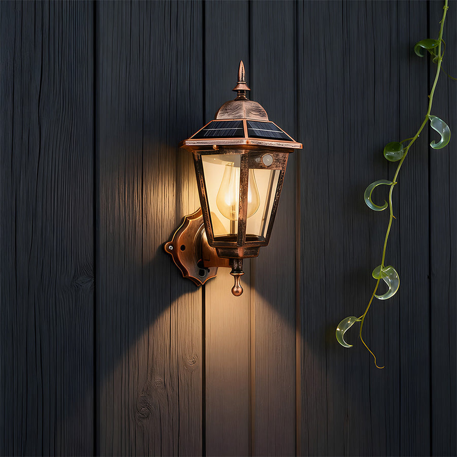Solar Wall Light IP44 Outdoor Sensor Lamp for Patio and Garden-Lighting > Outdoor Lighting-casanuva-Bronze-A-H38CM-casanuva