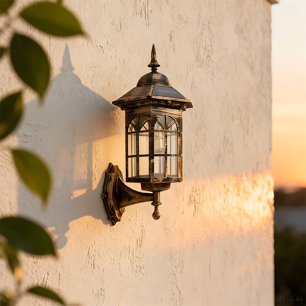 Solar Wall Light IP44 Outdoor Sensor Lamp for Patio and Garden-Lighting > Outdoor Lighting-casanuva-Bronze-B-H27.5CM-casanuva