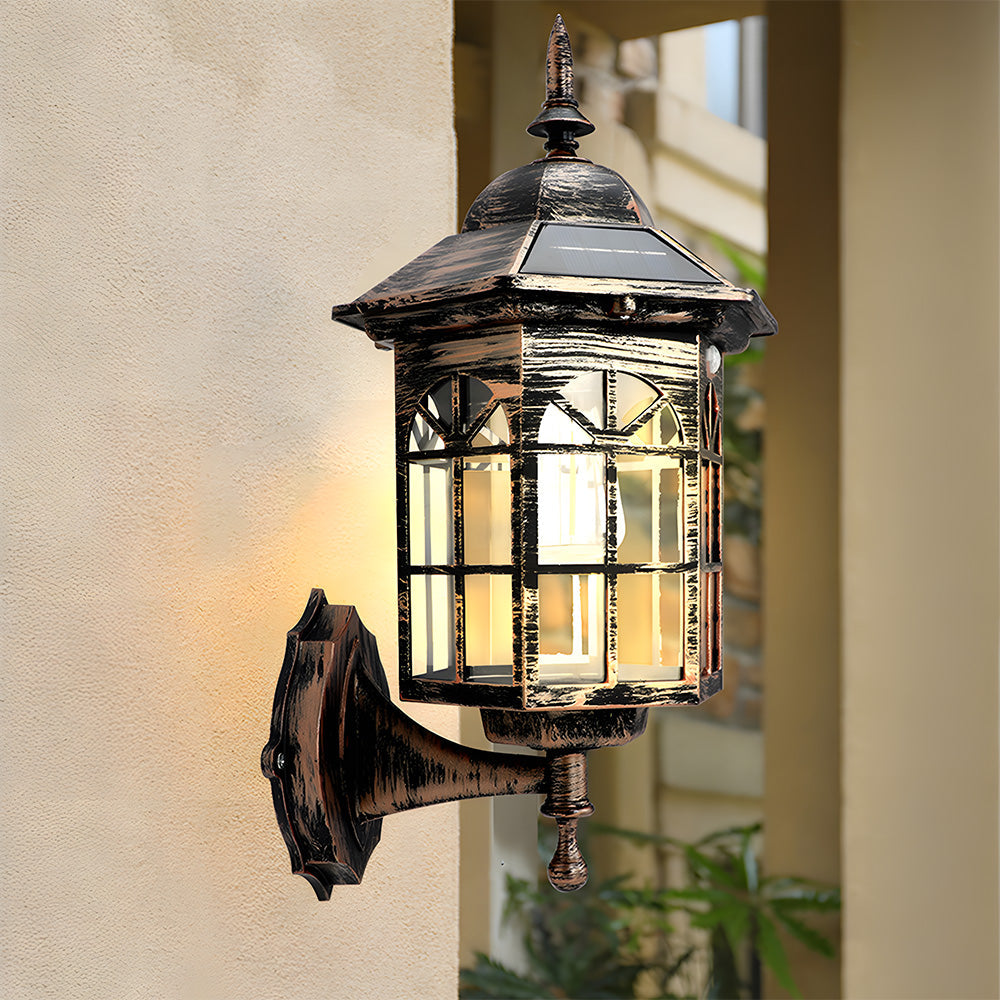 Solar Wall Light IP44 Outdoor Sensor Lamp for Patio and Garden-Lighting > Outdoor Lighting-casanuva-Bronze-B-H38CM-casanuva